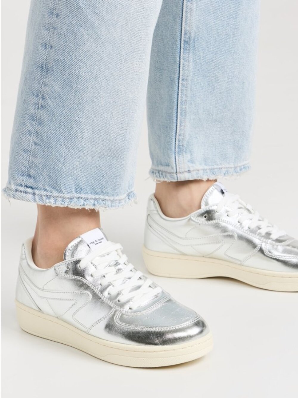 Rag & Bone Silver Retro Court Sneakers - US 8/ EU 38